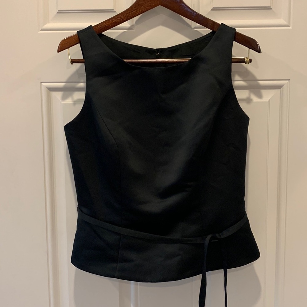 SOLD ***Fitted Dressy Sleeveless Satin Top with Belt